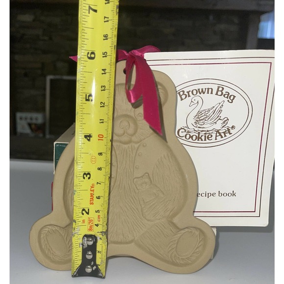 New Brown Bag Cookie Art Teddy Bear Cookie Candy Mold Stoneware 1984 Large 6" 3P - Picture 5 of 9